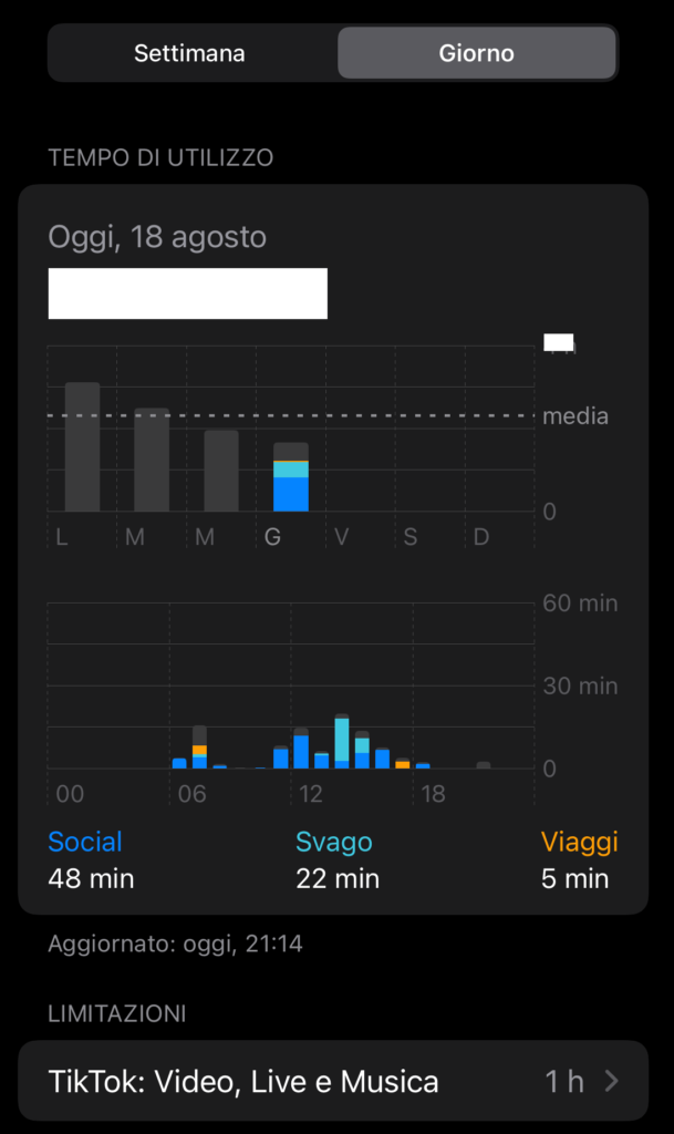 riepilogo del tempo di utilizzo su iphone e ipad.