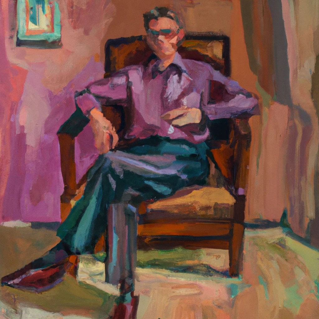 Un counselor psicologo seduto su una sedia che lavora nel suo studio